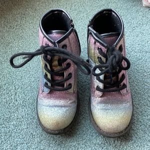 Glitter rainbow colored boots